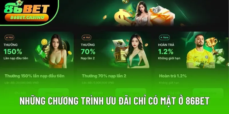 Những chương trình ưu đãi chỉ có mặt ở 86bet Những chương trình ưu đãi chỉ có mặt ở 86bet